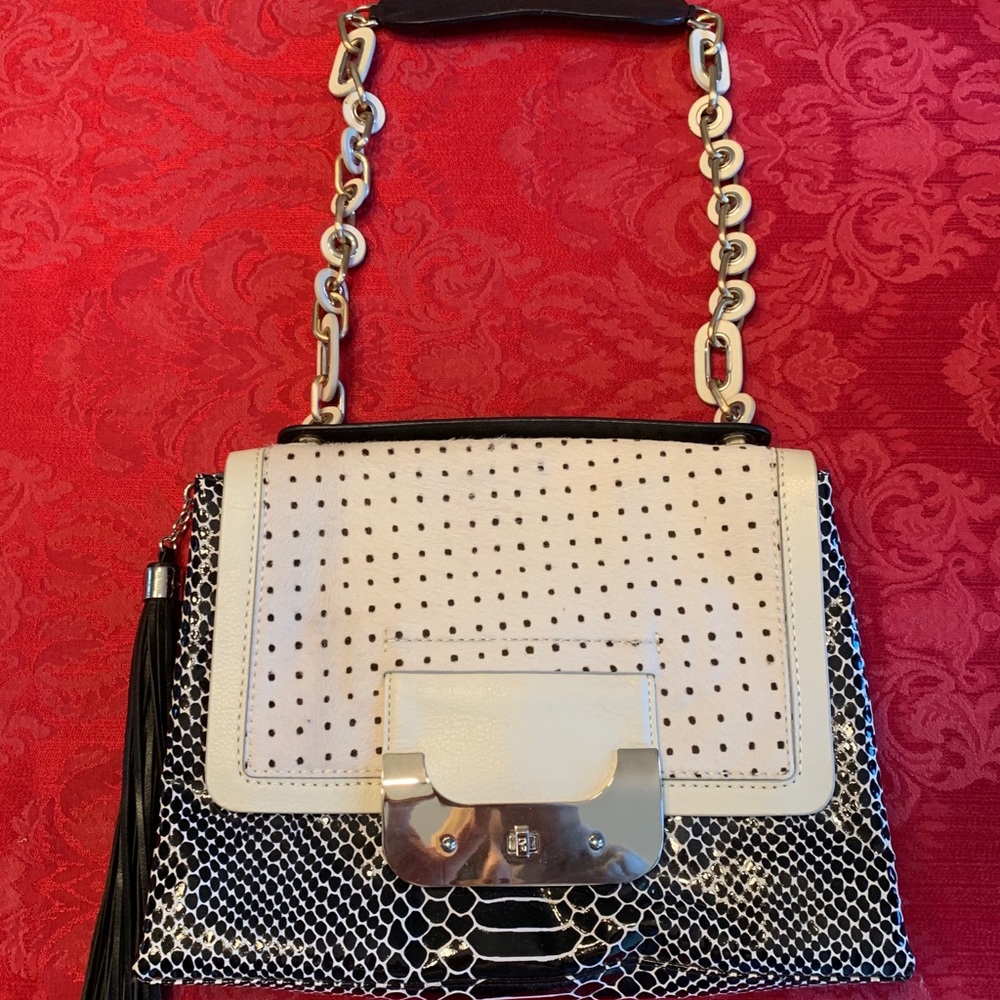 DVF large Harper daybag black shiny python combo